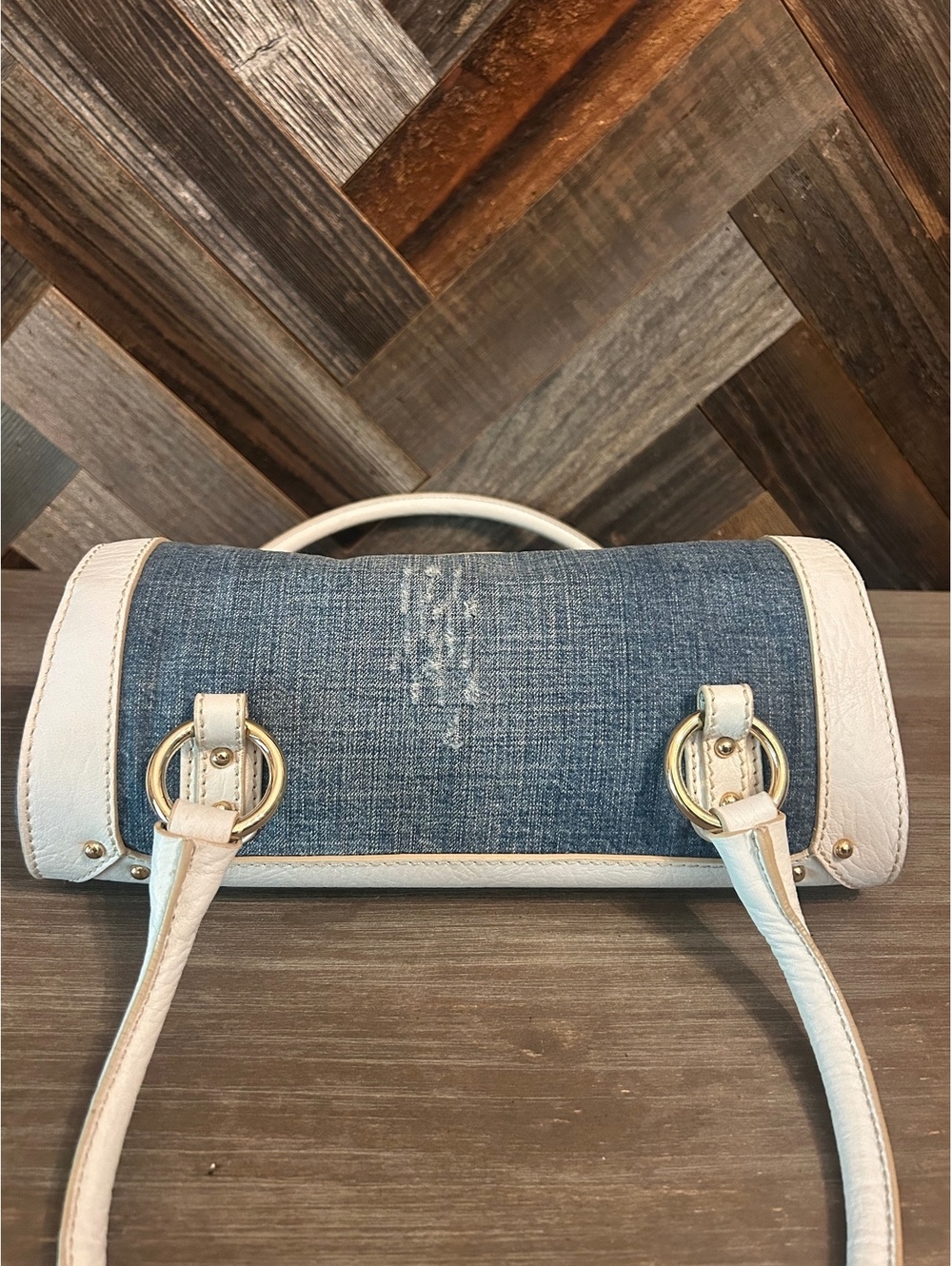 Dolce & Gabbana Denim and White Leather Shoulder Bag - Picture 2 of 8